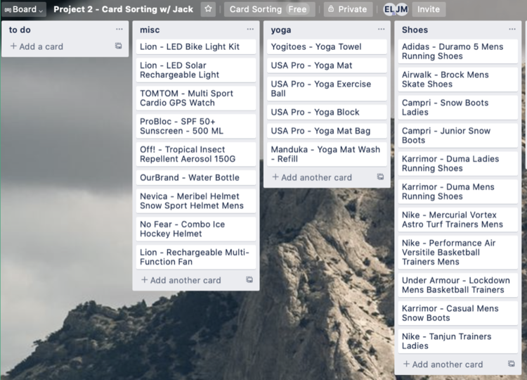 Conducting a card sort in Trello